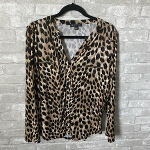 Women’s cheetah print long sleeved dressy top